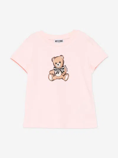 Moschino Babies'  Girls Teddy Bear T-shirt In Pink