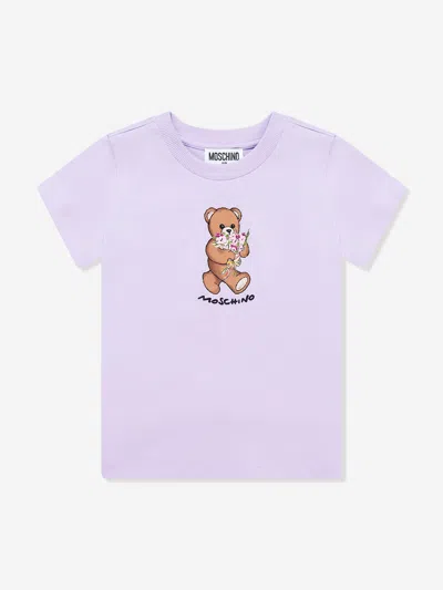 Moschino Babies'  Girls Teddy Bear T-shirt In Purple