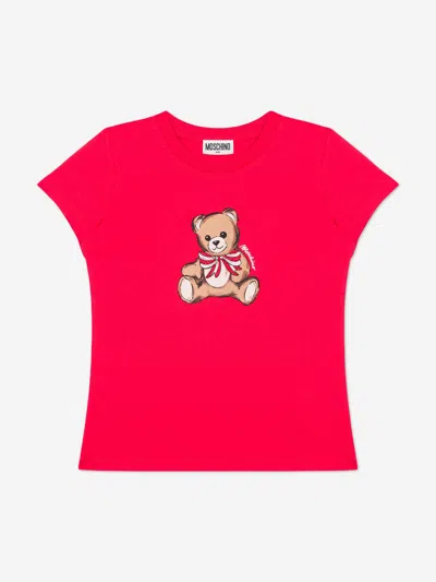 Moschino Babies'  Girls Teddy Bear T-shirt In Red