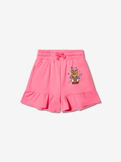 Moschino Kids' Pink Shorts For Gilr With Teddy Bera And Flowers