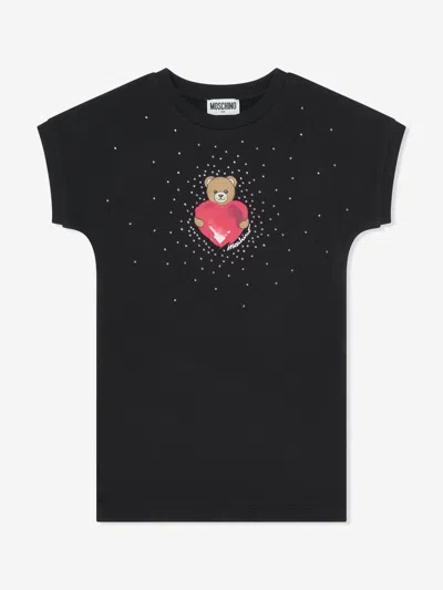 Moschino Babies'  Girls Teddy Heart Dress In Black
