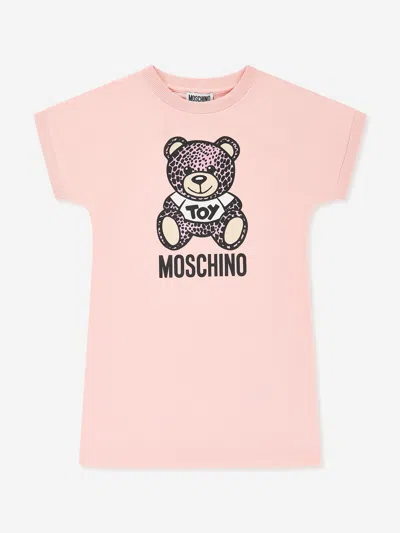 Moschino Kids' Girls Teddy Logo Jersey Dress In Pink