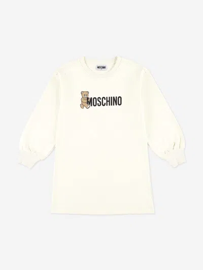 Moschino Babies' Girls Teddy Logo Sweater Dress In White