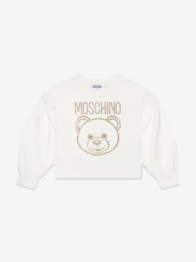 Moschino Babies' Girls Teddy Logo Sweatshirt In Ivory