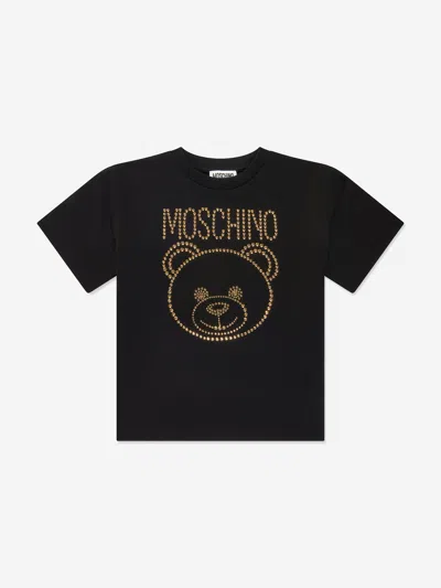 Moschino Babies' Girls Teddy Logo T-shirt In Black