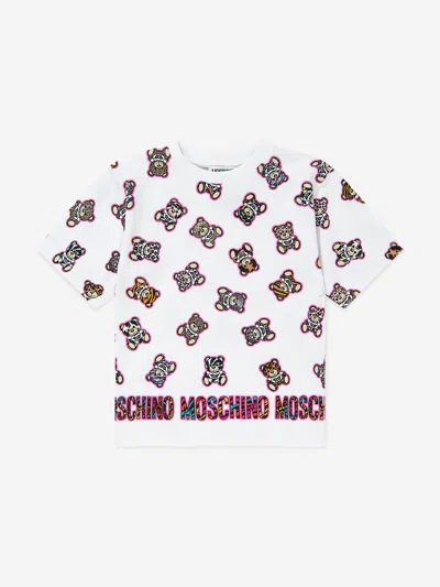 Moschino Kids' Girls Teddy Maxi T-shirt In White