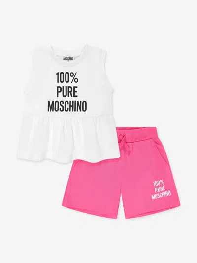 Moschino Kids' Girls Top And Shorts Set In Multicoloured