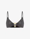 Moschino Glitter Metal Heart Bikini Top In Black