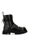 Moschino Glossy Leather Lace-up Boot With Sole