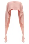 Moschino Gauzy Mohair Blend Cape In Pink