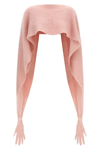 Moschino Gauzy Mohair Blend Cape In Pink