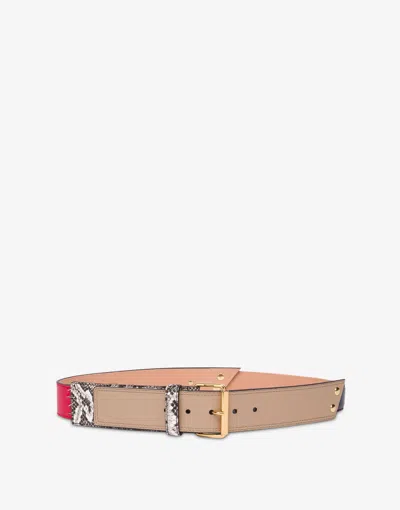Moschino Goat Patchwork Belt In Multi