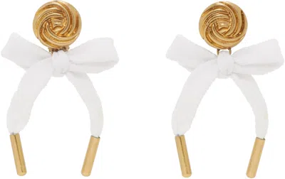 MOSCHINO GOLD & WHITE BOW EARRINGS