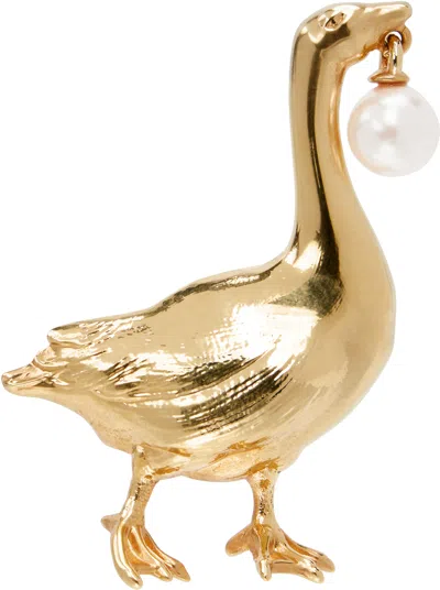 Moschino Gold Archive Goose Brooch
