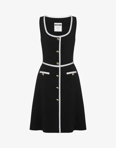 Moschino Contrasting-trim Scoop-neck Dress In Black