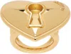 Moschino Gold Heart Lock Ring In A0606 Shiny Gold