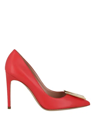 Moschino Gold-tone Logo Pump Woman Pumps Orange Size 11 Calfskin