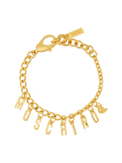 Moschino Lettering-charm Bracelet In Gold
