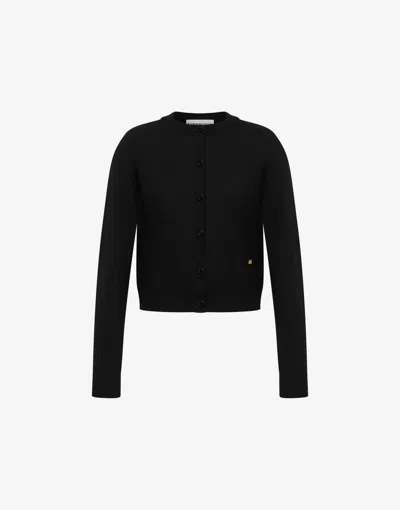 Moschino Golden M Wool And Silk Cardigan In Black