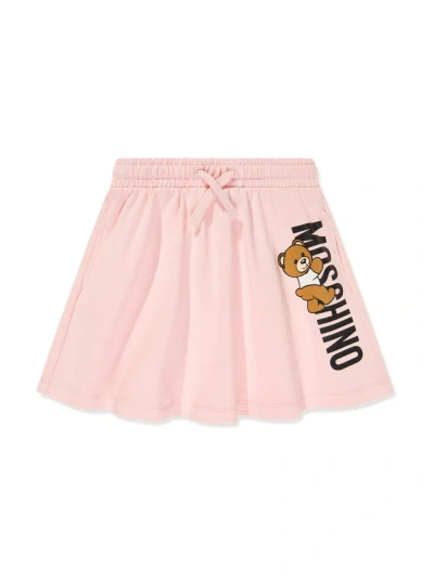 Moschino Gonna Con Teddy Logo In Pink