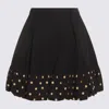 Moschino Polka Dots Wool Blend Diagonal Miniskirt In Black