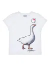 Moschino Kids Goose Embroidered Crewneck T-shirt In White