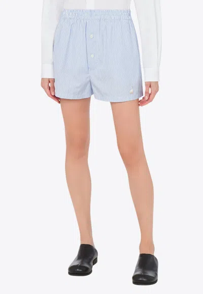 MOSCHINO GOOSE EMBROIDERY MINI STRIPED SHORTS