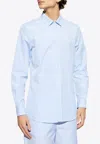 Moschino Goose Embroidery Striped Shirt In Light Blue