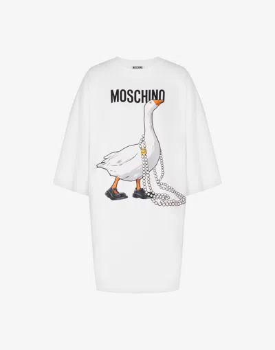 Moschino Schweres Baumwollkleid Von Goose In White