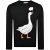 Moschino Graphic Print Crewneck Sweater With Ribbed Finish In Black