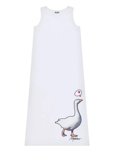 Moschino Kids' Goose-motif Dress In White