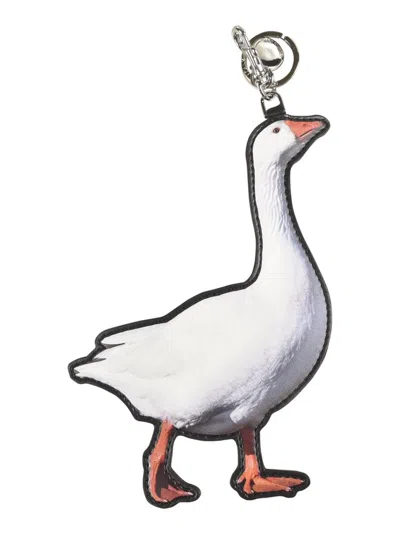Moschino Goose Motif Logo Charm Pouch In 10a