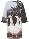 Moschino Goose-motif Mini Dress In Grey