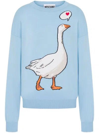 Moschino Goose-motif Sweater In Azure