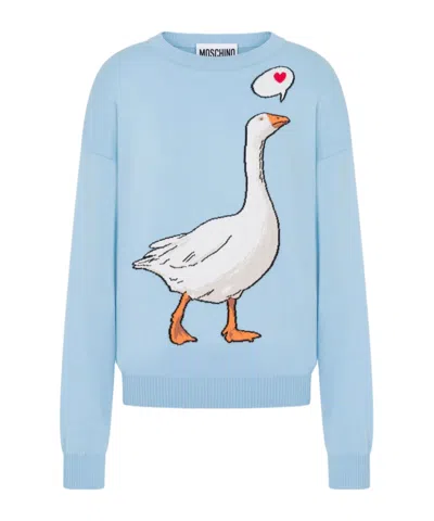 Moschino Goose-motif Sweater In Blue