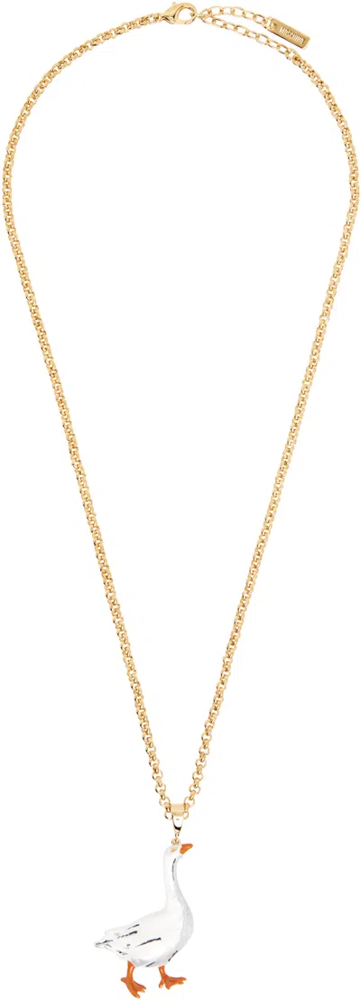 Moschino Goose Necklace In Gold