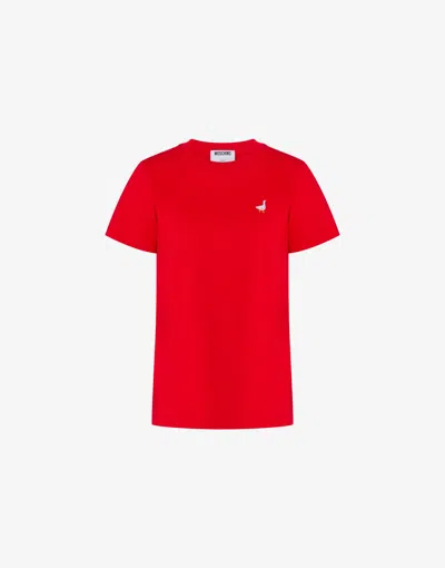 Moschino Goose Organic Cotton Jersey T-shirt In Red