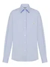 Moschino Cotton Poplin Shirt Goose In Blue