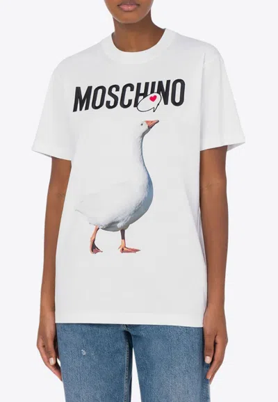 MOSCHINO GOOSE PRINT LOGO T-SHIRT
