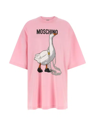 Moschino Goose Print Crew Neck Oversized Top In Multi