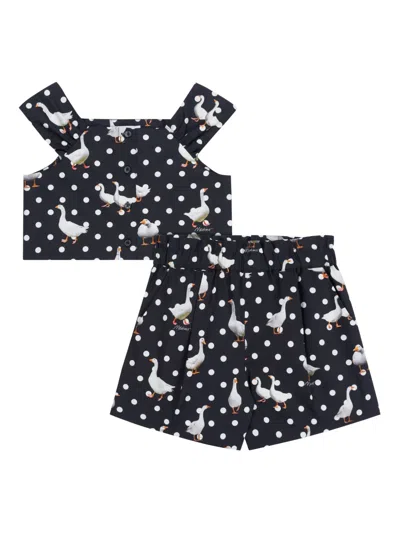 Moschino Kids' Goose-print Top And Shorts In Black