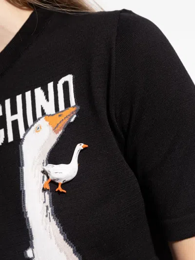 Moschino Goose-shaped Brooch In Gold