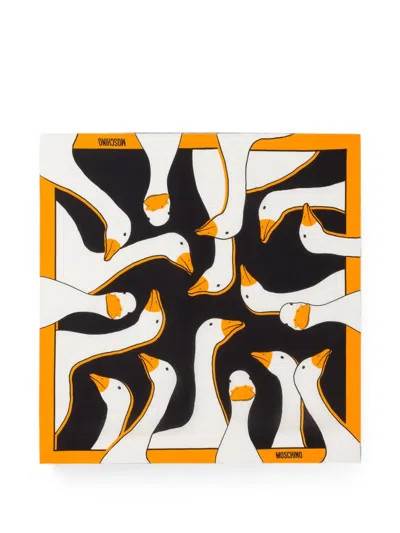 Moschino Goose-print Silk Scarf In Multi