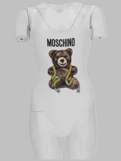 Moschino Graphic Print Lounge Bodysuit High Cut In Gray