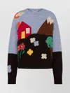 Moschino Ribbed Crew Neck Knitwear With Long Sleeves In Multi