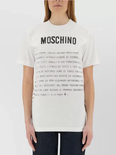Moschino White Cotton T-shirt With Logo In Multi