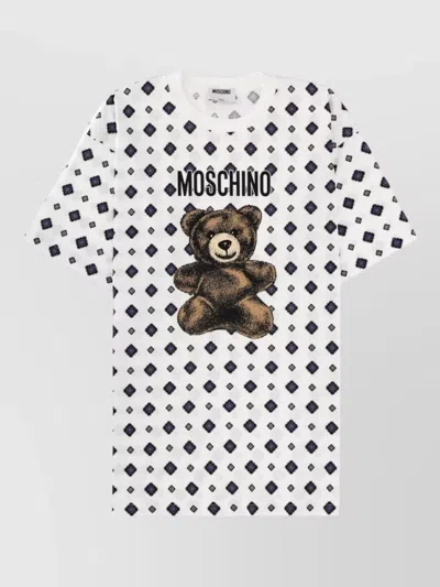 Moschino Graphic Crew Neck Top Short Sleeves In White