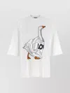 Moschino Graphic Front Print T-shirt With Ribbed Neckline In White