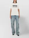 Moschino Ribbed Crew-neck Cotton T-shirt With Short Sleeves