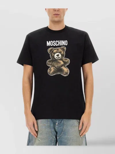 Moschino Graphic Print Bear T-shirt With Short Sleeves In Black